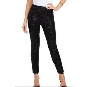Tipsy Elves Black Sequin Leggings NEW Size Medium High Waisted Party Pants